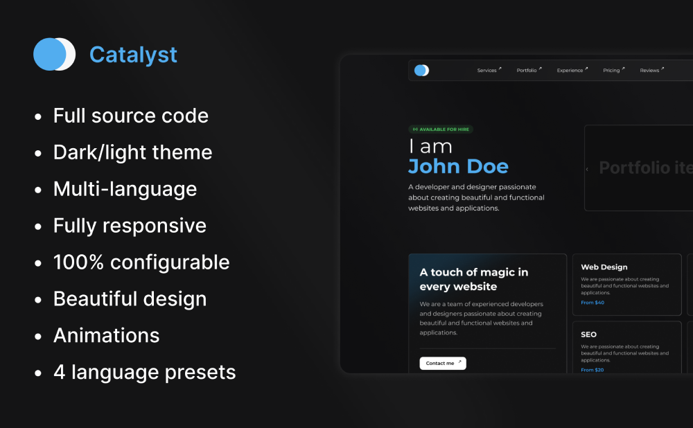 Catalyst - Premium portfolio website