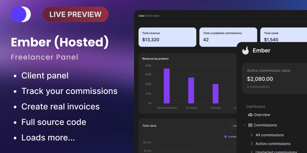 Ember - The Complete Freelancer Panel (Hosted version)